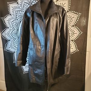 Roman's leather zip car coat 28W